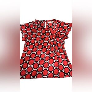 Chic Women's Red Patterned Top